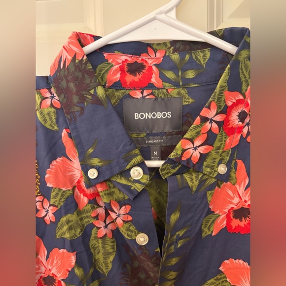Bonobos Hawaiian/Floral Print 100% Cotton Short Sleeve Button Down, Size M - Picture 3 of 7